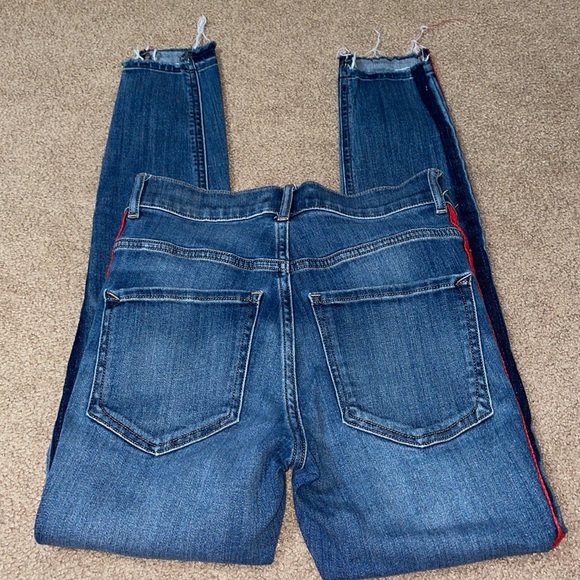 Express High Rise Ankle Jeggings with Red/Navy Stripe - Picture 3 of 10